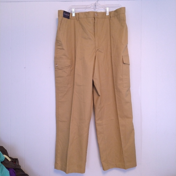 Twill Khaki Cargo pants by David Taylor Elastic Back Big Tall 44 46 48 - Picture 1 of 7